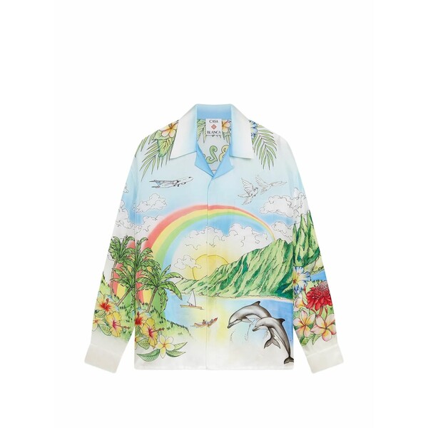 カサブランカ メンズ プルオーバー トップス Aloha long-sleeves shirt Blue