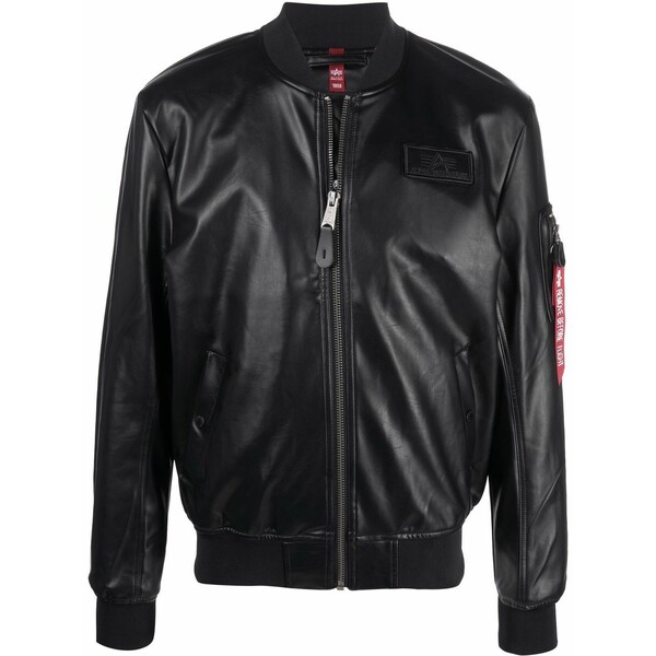 アルファインダストリーズ メンズ 上衣＆上衣 アウター Logo-patch faux leather bomber jacket Black
