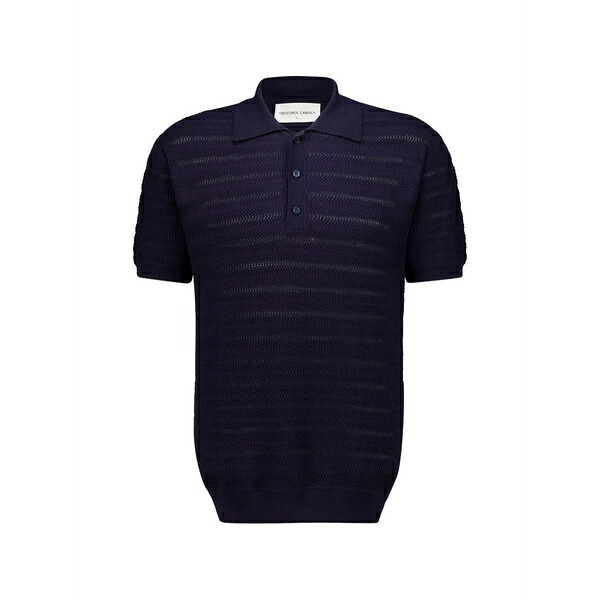 フレスコボールカリオカ メンズ スポーツシャツ トップス Vidal chevron-knit polo shirt Blue