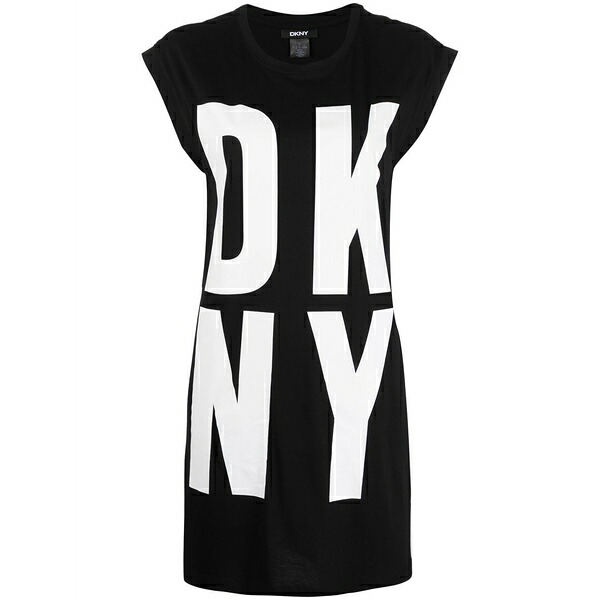 ダナ キャラン ニューヨーク州 レディース カットソー トップス Longline logo-print vest top Black