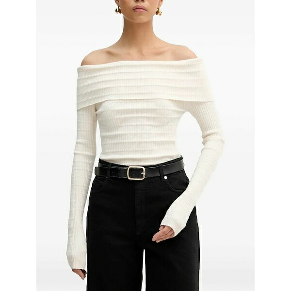 マレーラ レディース 編み物\u0026ティーシャツ アウター Off-the-shoulder ribbed sweater Neutrals