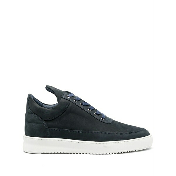 フィリングピース メンズ スニーカー シューズ Low-top suede sneakers Blue