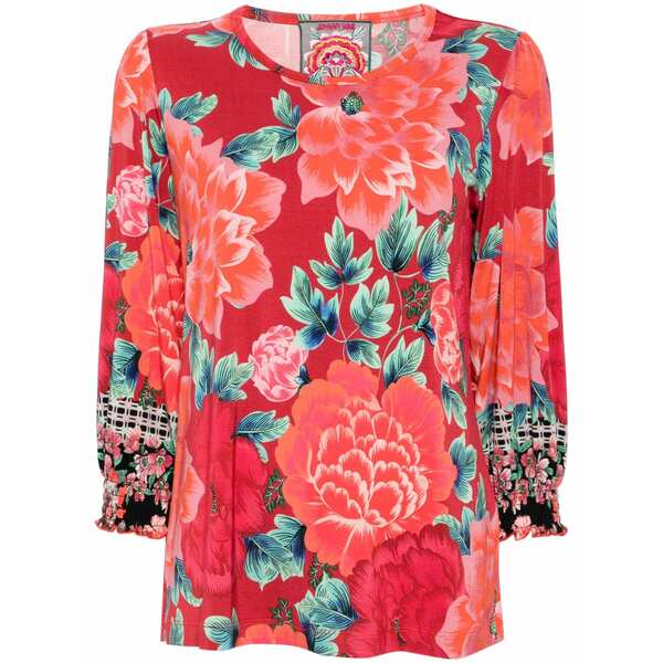 ジョニーワズ レディース プルオーバー トップス All-over floral print t-shirt Red