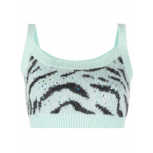 アレッサンドラ・リッチ レディース ティーシャツ トップス Zebra intarsia-knit cropped top Blue