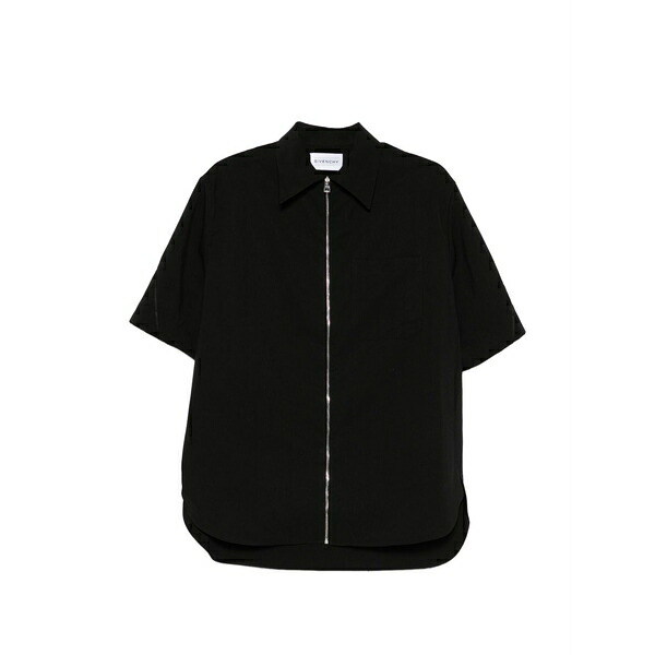 ジバンシー メンズ プルオーバー トップス Zip-up short-sleeve shirt Black