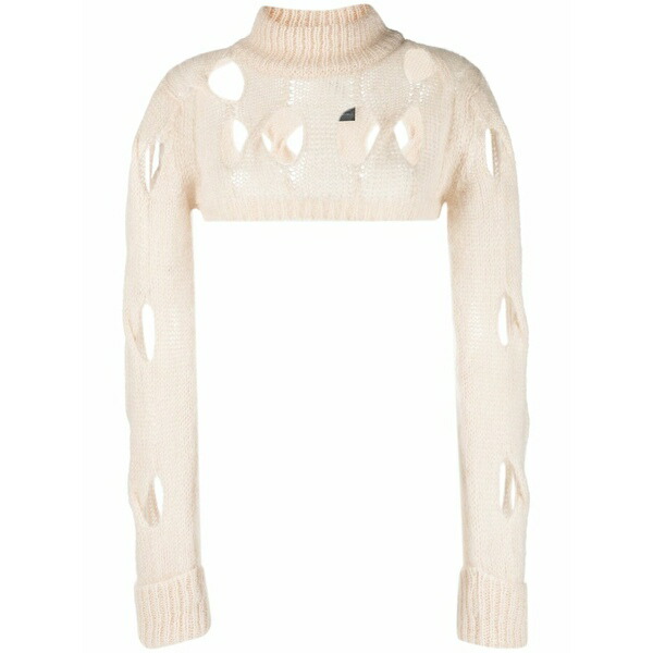 フェデリカ・トシ レディース 編み物\u0026プルオーバー アウター Cropped cut-out knitted top Neutrals