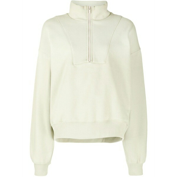エフオージーエッセンシャルズ レディース 編み物\u0026プルオーバー アウター Zip-front funnel neck jumper Green