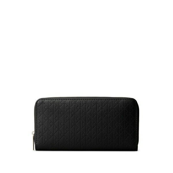 カルバンクライン レディース 紙入れ 付属品 Perforated-monogram zip-around wallet Black