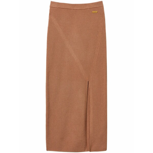 ツイン書き割り レディース スコート ボトムス Ribbed-knit MIDI skirt Brown