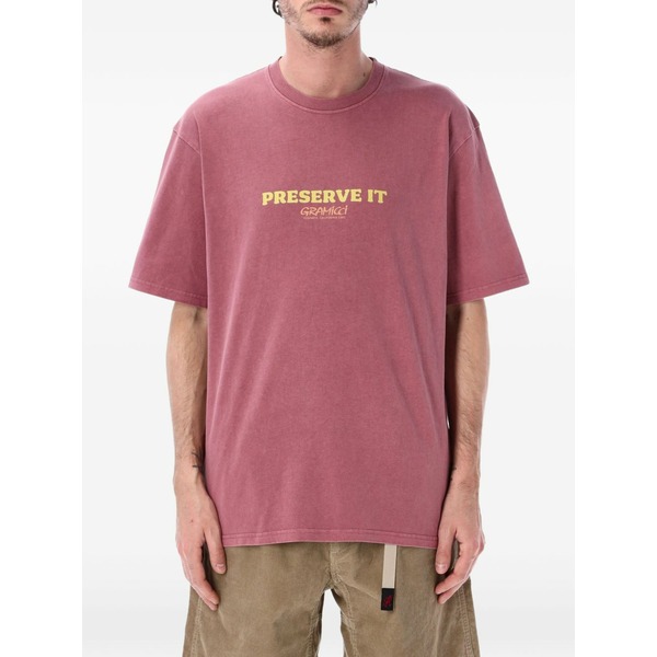 グラミチ メンズ ティーシャツ トップス Footprints t-shirt Pink