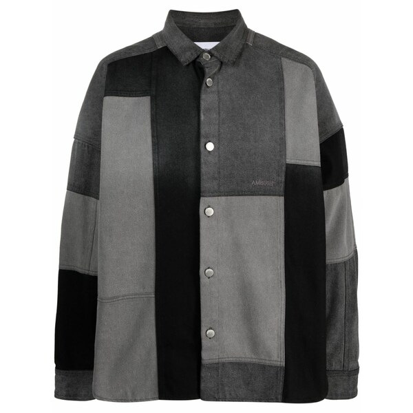 アンブッシュ メンズ プルオーバー トップス Patchwork denim shirt Black
