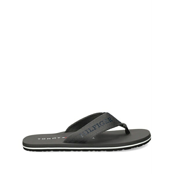 トミー ヒルフィガー メンズ サンダル シューズ Webbing logo-print flip-flops  Grey