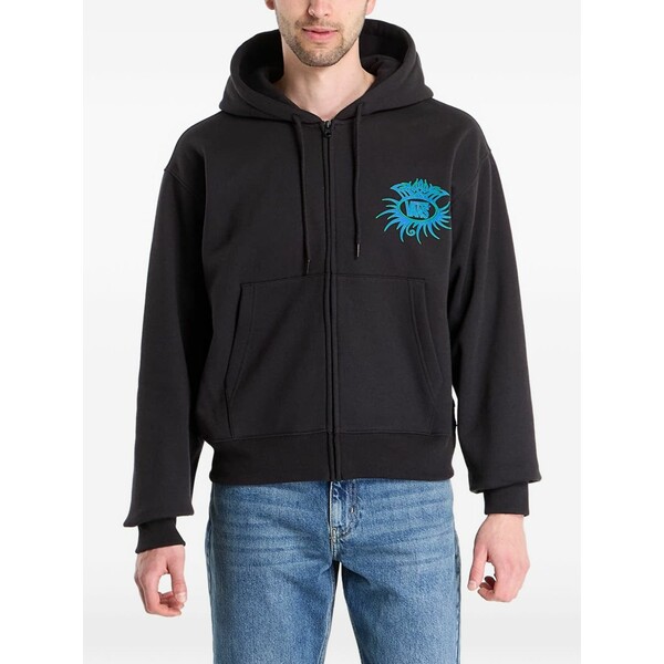 バンズ メンズ パーカー・スウェットシャツ アウター Torched logo-print zip-up hoodie Black