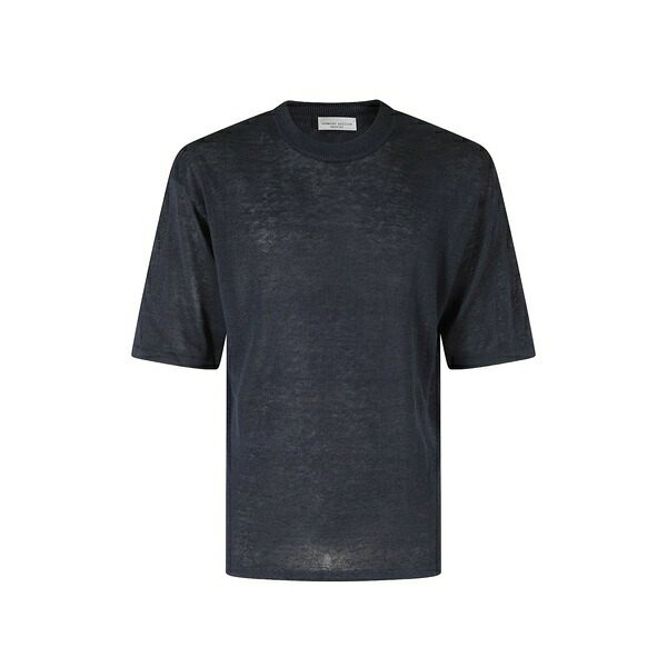 ロベルトコリーナ メンズ Tシャツ トップス Ribbed-trim short-sleeve sweater Blue｜asty