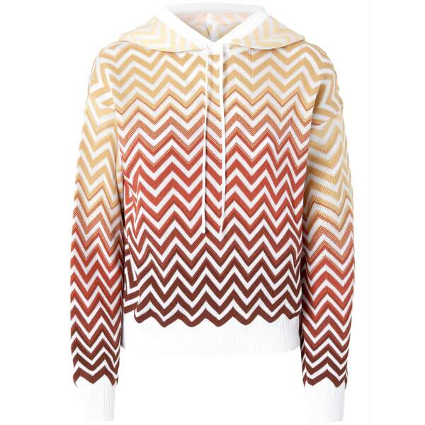 ミッソーニ レディース パーカー・スウェットシャツ アウター Chevron-knit hoodie Neutrals