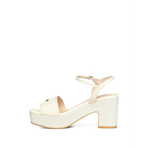 リュージョー レディース サンダル シューズ Harper logo-plaque leather heeled sandals White
