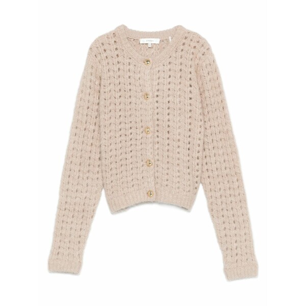一こま レディース ジレー アウター Cable-knit cardigan Neutrals
