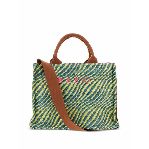 マルニ レディース トートバッグ 御徒面子 Small wave-patterned tote bag Green