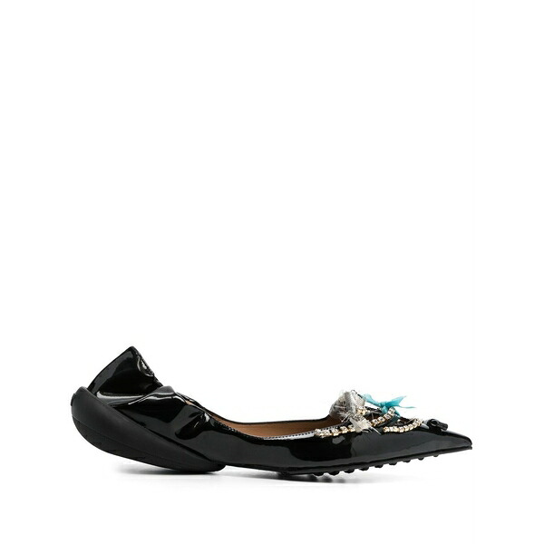 サーティーン・ゼロナイン・エスアール レディース サンダル シューズ 20粍 crystal-embellished pointed ballerina shoes Black