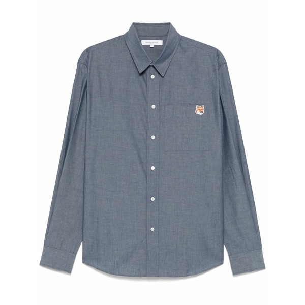 メゾン キツネ メンズ シャツ トップス Fox head shirt Blue｜asty