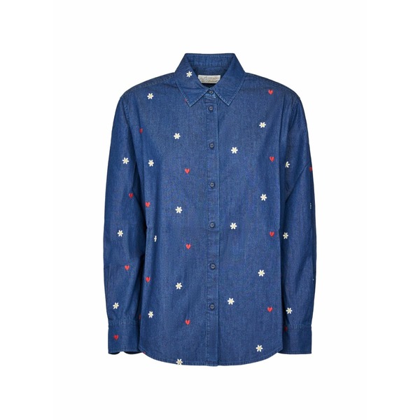 エムシーツーセイントバース レディース プルオーバー トップス Embroidered denim shirt Blue