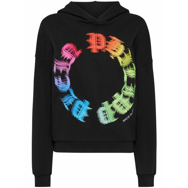 フィリッププレイン レディース パーカー・スウェットシャツ アウター Logo-print hoodie Black|asty