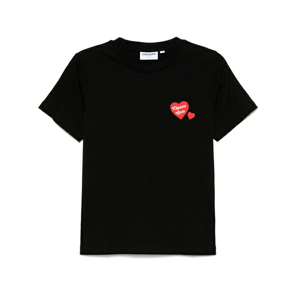 黒茶 レディース ティーシャツ トップス Logo-patch t-shirt Black