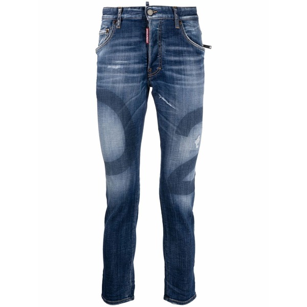 ディースクエアード メンズ 心地よいズボン下 ボトムス Logo-print skinny jeans Blue