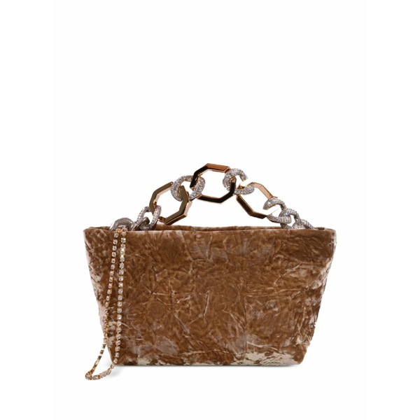 ゲデべ レディース トートバッグ 御徒面子 Crystal-embellished chain-handle tote bag Brown