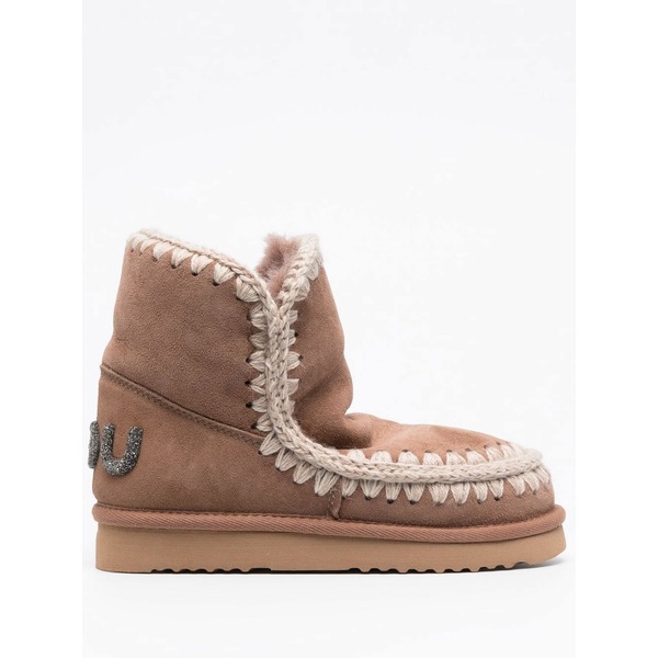 モウ レディース ブーツ シューズ Stitch-detail slip-on boots Brown