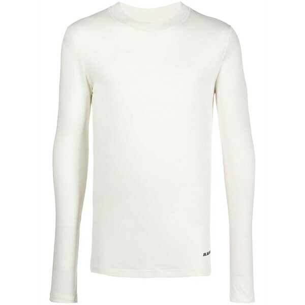ジル・サンダー メンズ プルオーバー トップス Logo-print long-sleeved t-shirt Neutrals