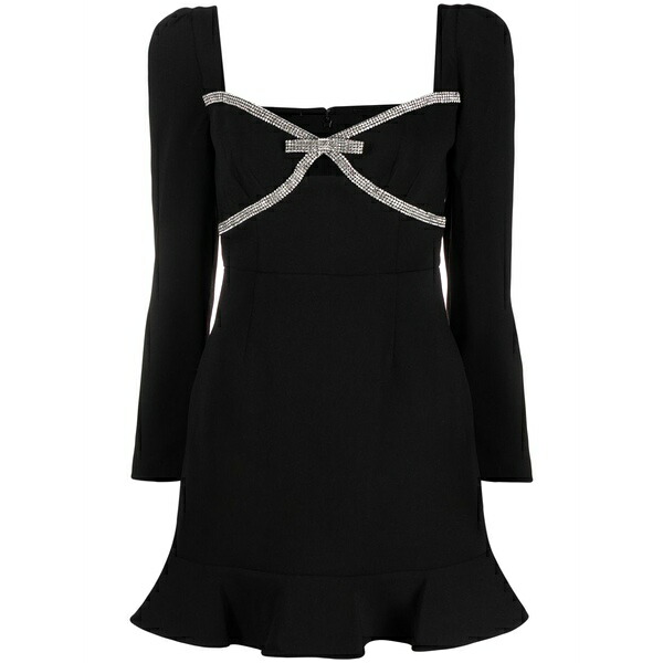セルフ・ポートレイト レディース ワンピース トップス Bow-detail mini dress Black｜asty