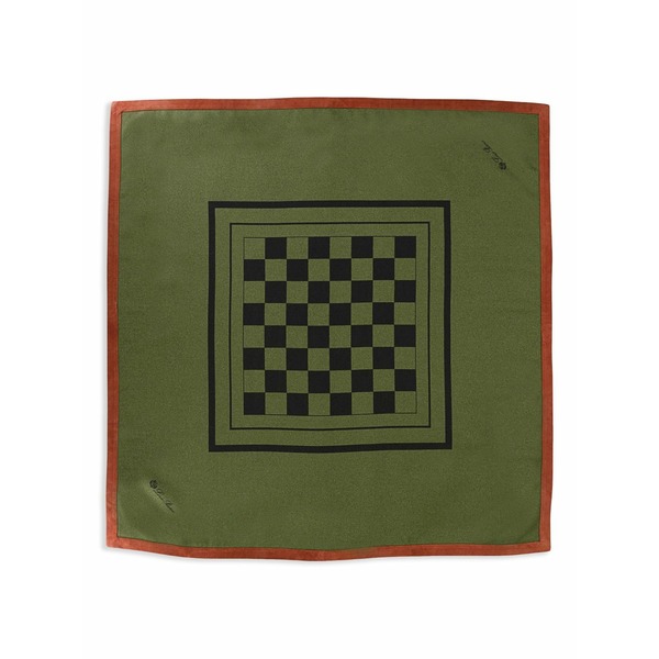 ロロピアーナ メンズ えり巻き・袈裟・えり巻き 付属物 Checkers set-print scarf Green
