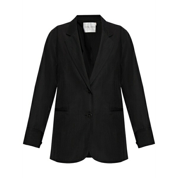 フォルテ フォルテ レディース ジャケット&ブルゾン アウター Single-breasted twill blazer Black|asty