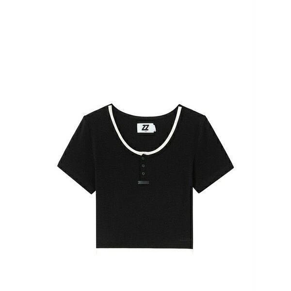 イズエ レディース プルオーバー トップス Shorts-sleeves t-shirt Black