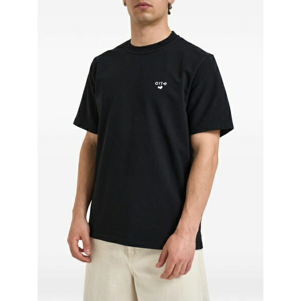 アルテ アンベルス メンズ ティーシャツ トップス Logo-embroidered t-shirt Black