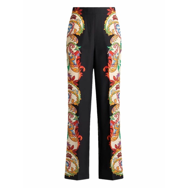 エトロ レディース カジュアルパンツ ボトムス Silk straight-leg trousers Black|asty
