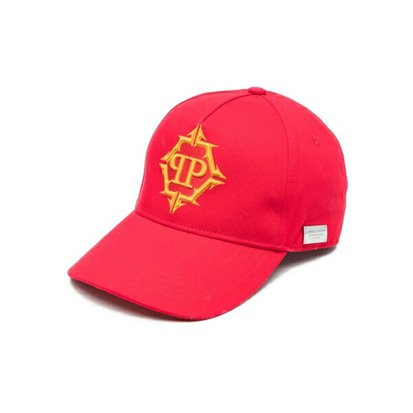 フィリップ飾り気のない メンズ 鳥打ち帽 付属物 Hexagon logo-embroidered baseball cap Red