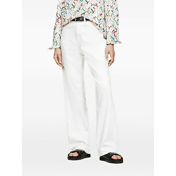 トミー ヒルフィガー レディース プルオーバー トップス Monogram-pattern shirt  White