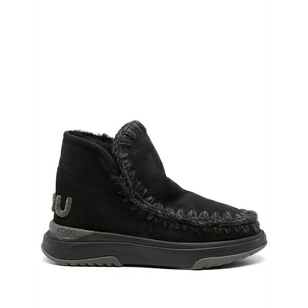 モウ レディース ブーツ シューズ Shearling-lined boots Black