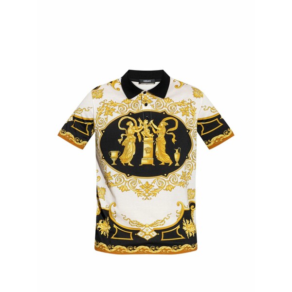ヴェルサーチ メンズ スポーツシャツ トップス Pattern polo shirt White