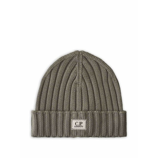 シーピーカンパニー メンズ 鳥打ち帽 付属物 Ribbed cotton beanie hat Grey