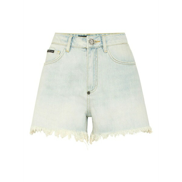 フィリッププレイン レディース カジュアルパンツ ボトムス Fringed-edge shorts Blue｜asty