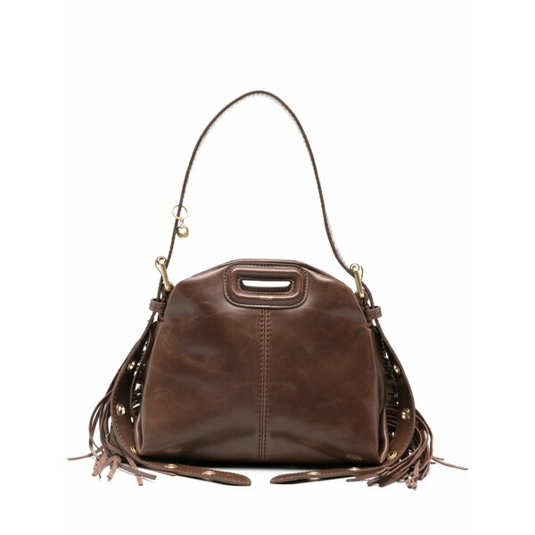 マージュ レディース トートバッグ 御徒面子 Mini miss m fringed leather tote bag Brown