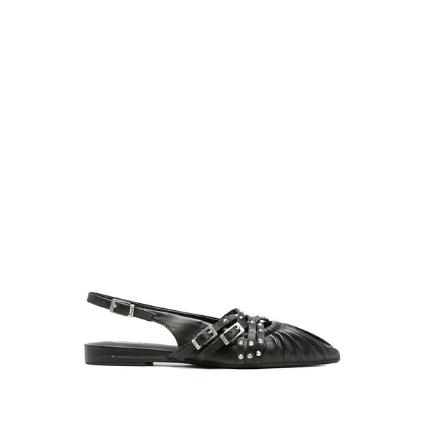 死灰 レディース パンプス シューズ Studded ruched flat pumps Black