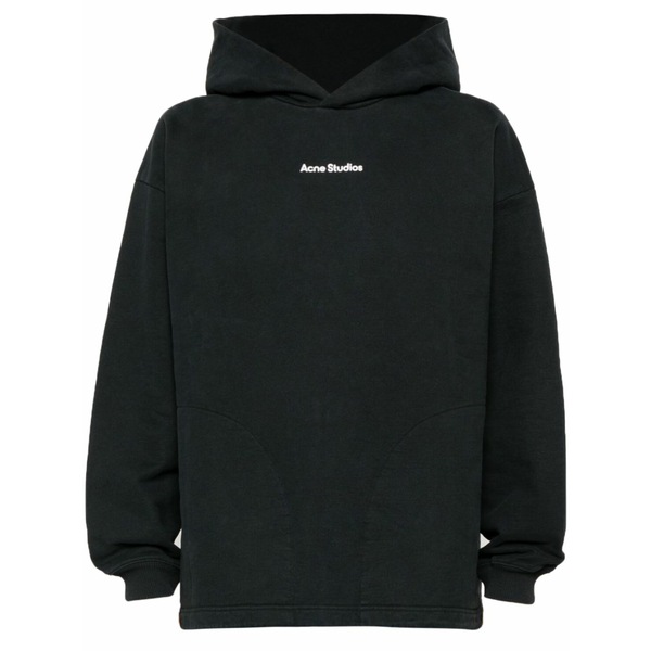 アクネ ストゥディオズ メンズ パーカー・スウェットシャツ アウター Logo-print cotton hoodie Black