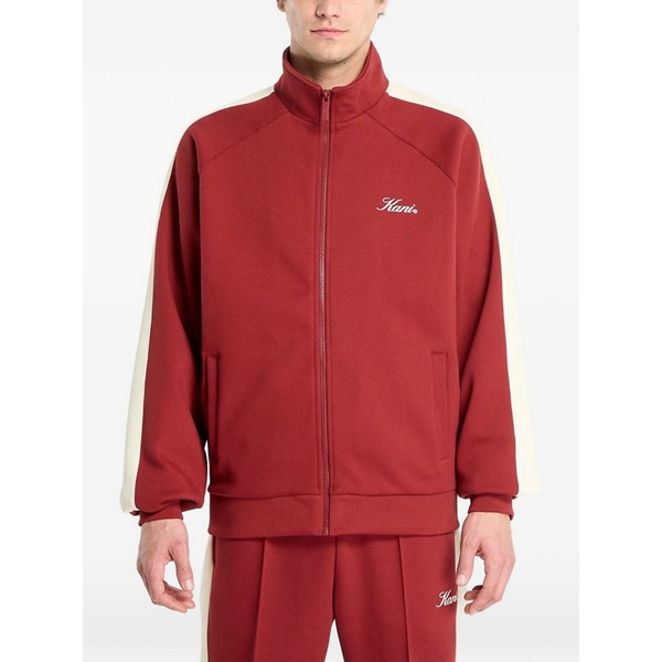 長い巻き毛 カナイ メンズ パーカー・スウェットシャツ アウター Zip-up sweatshirt Red