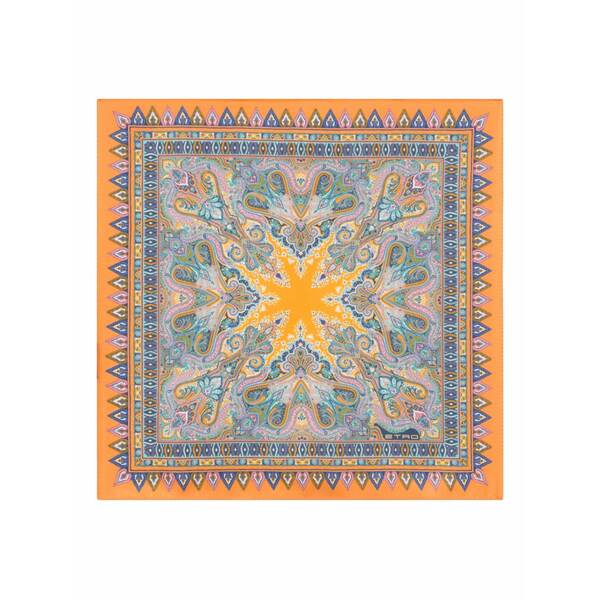 エトロ メンズ えり巻き・袈裟・えり巻き 付属物 Floral paisley silk pocket square Orange