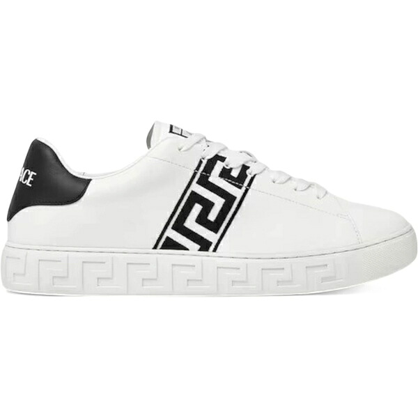 Versace ヴェルサーチ メンズ スニーカー  【Versace Embroidered Greca White Black】  サイズ US_8.5(26.5cm) White/Black