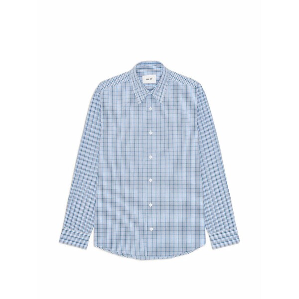 エヌエヌ77 メンズ シャツ トップス Quinsy check-pattern long-sleeve shirt Blue|asty
